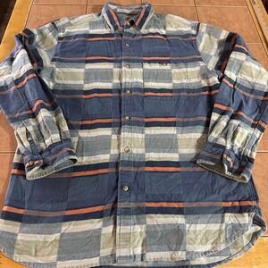 THE TERRITORY AHEAD Shirt Mens Sz L Multi Colorโ Striped Button Up Heavy Flannel